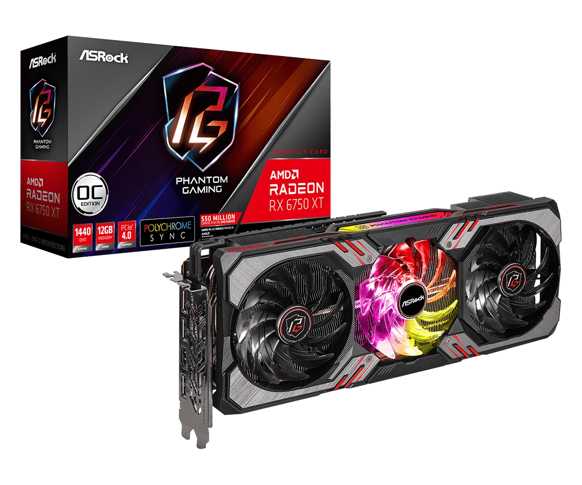 ASRock AMD Radeon RX 6750 XT Phantom Gaming D 12GB OC